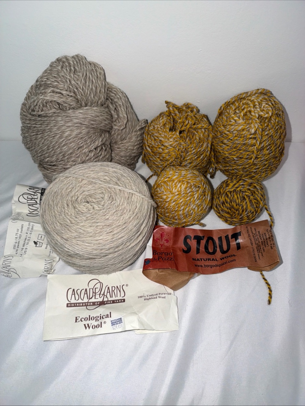 Mixed Lot Wool Yarn Stout Cascade Borgodepazzi Tan Gold Brown